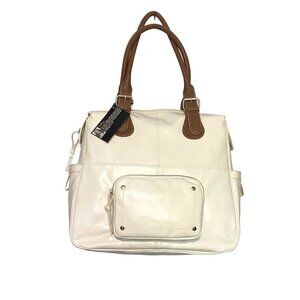 Hollywood Intuition by Jaye Hersh Large White Faux Leather Shoulder Bag NWT